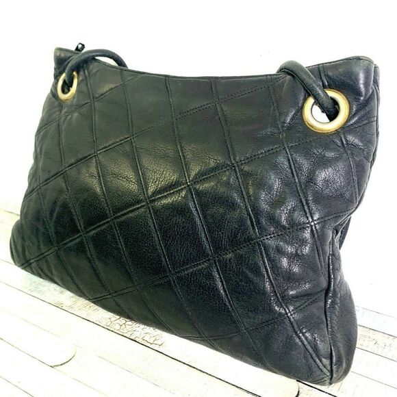 BERNARD NERSON PARIS BLACK STITCH GENUINE LEATHER MEDIUM SHOULDER BAG HANDBAG - Picture 3 of 11